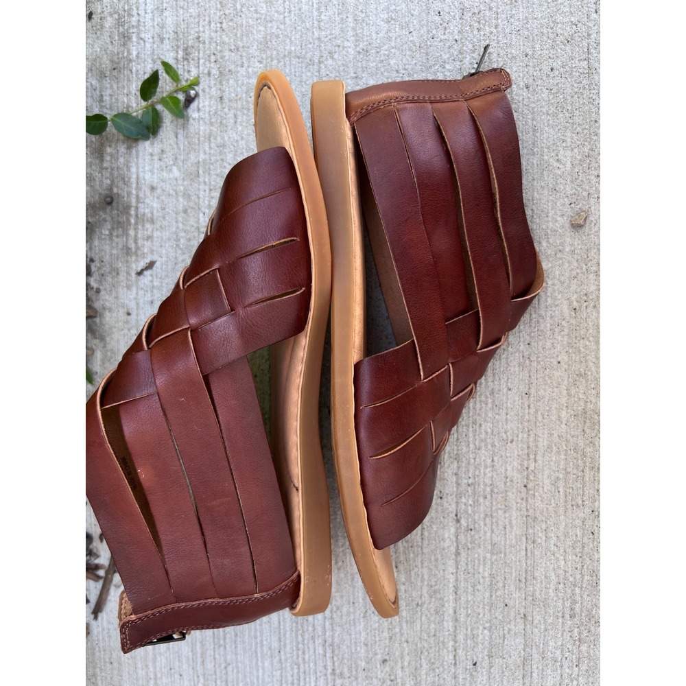 BORN Iowa Woven Leather Brown Gladiator Sandals Ankle Zip Women's Sz 11 NWT - Picture 6 of 10